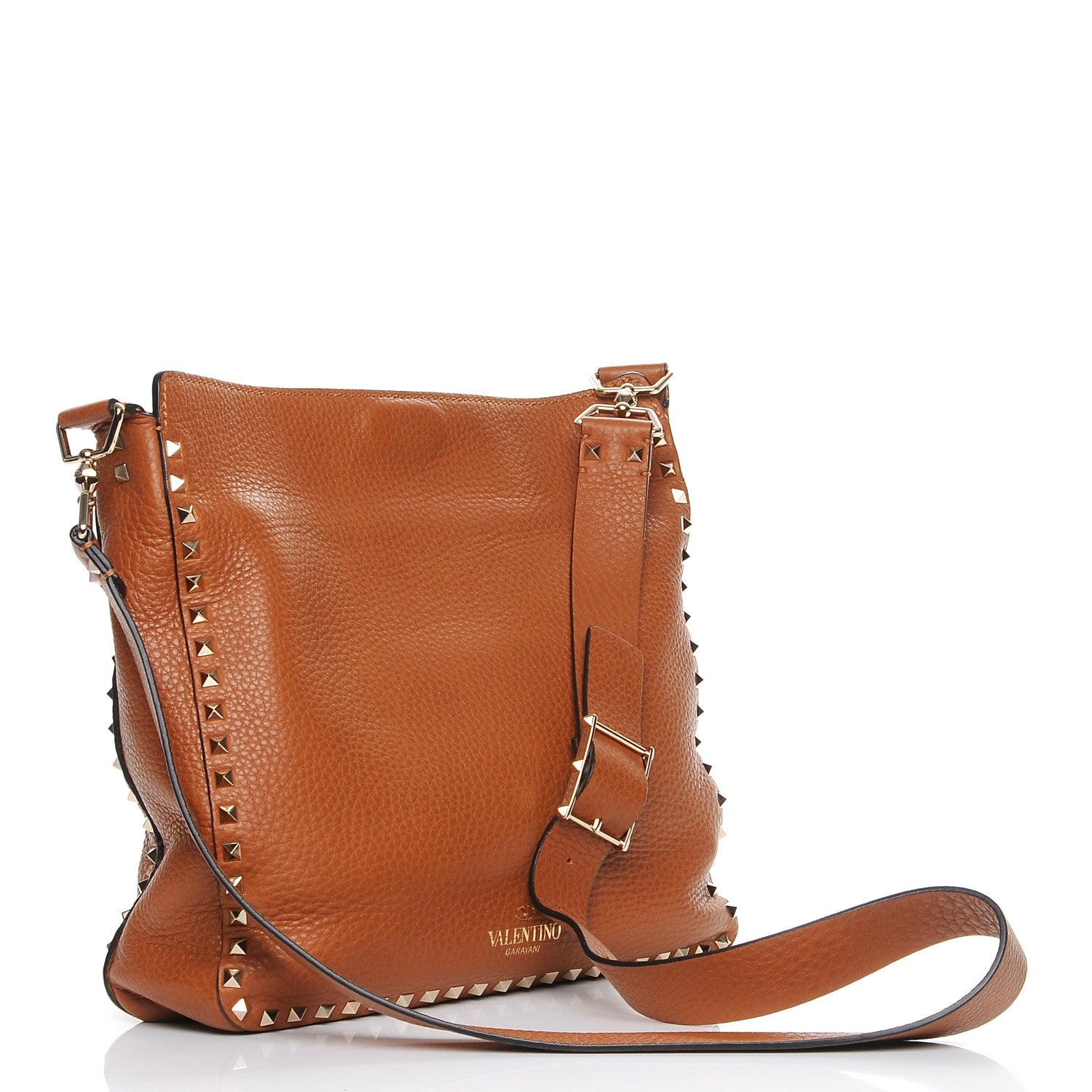 Valentino Garavani Pebbled Calfskin Large Rockstud Flip-Lock Messenger Bag Light Cuir 3 of 7