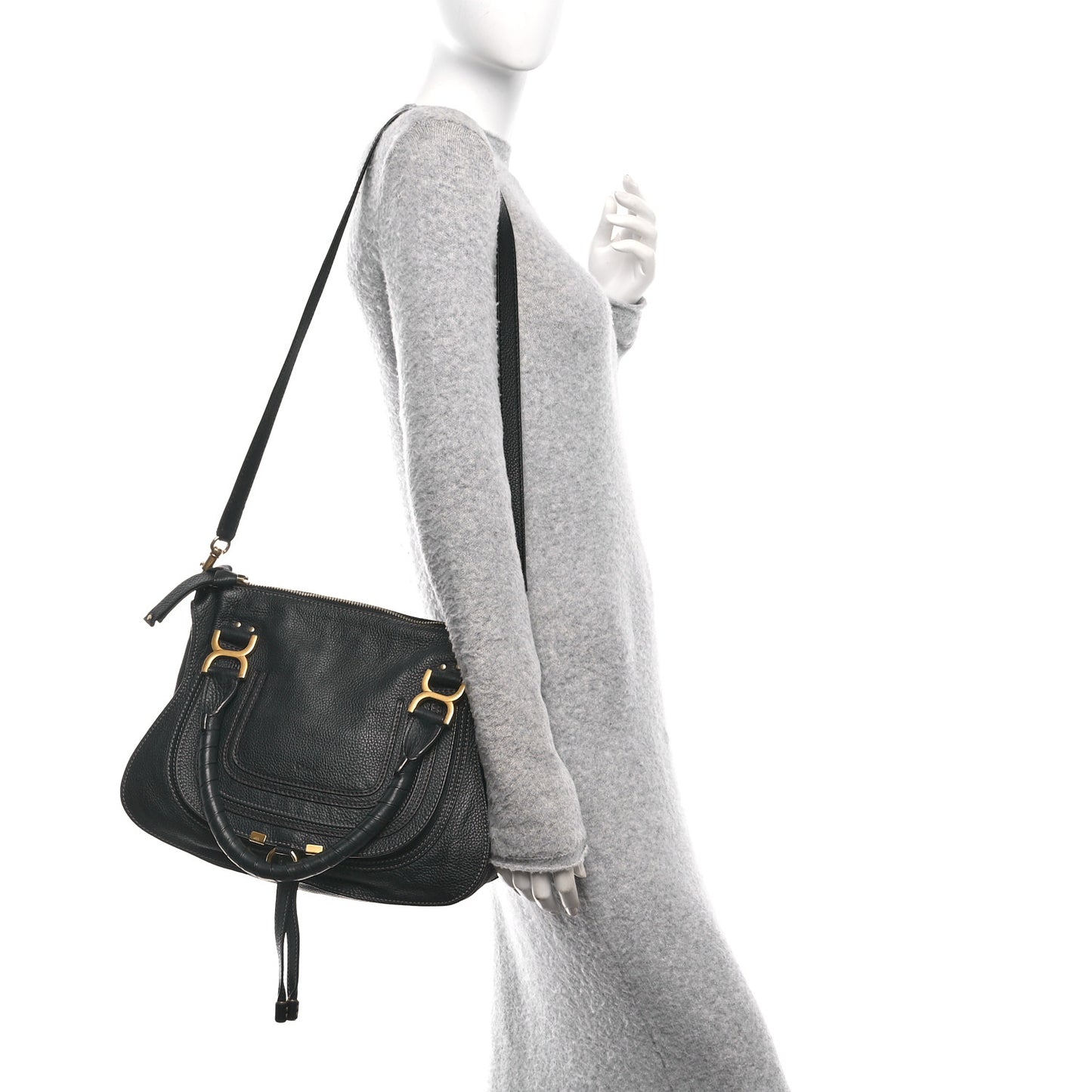 Calfskin Medium Marcie Satchel Black