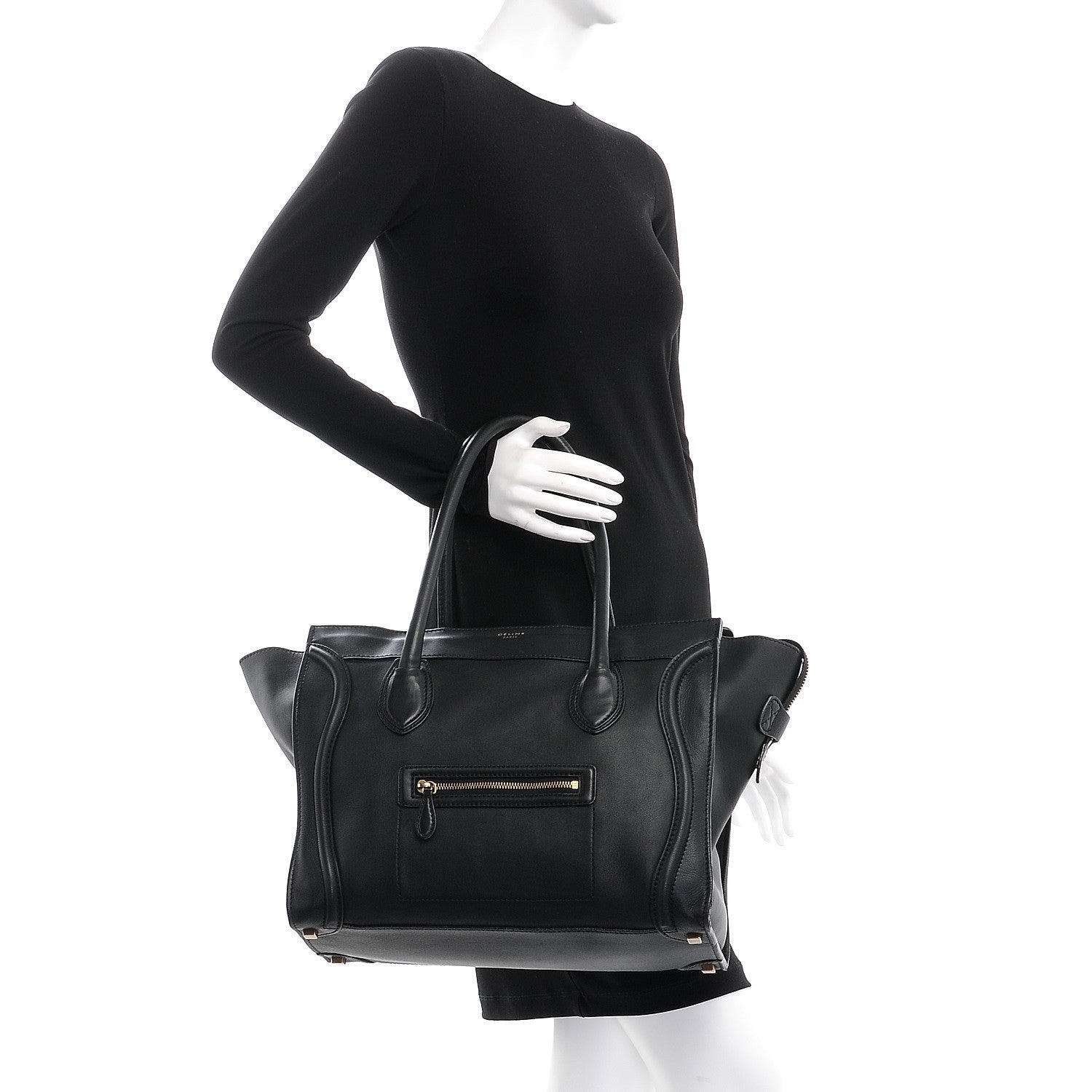Celine Smooth Calfskin Shoulder Luggage Black 2 of 9