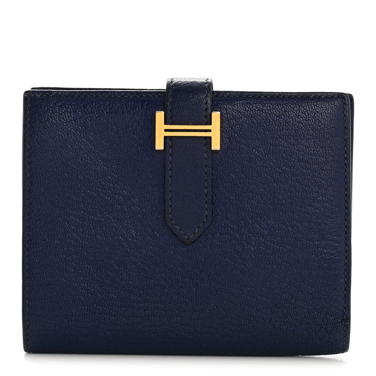Hermes Chevre Mysore Bearn Compact Wallet Bleu Encre 1 of 12