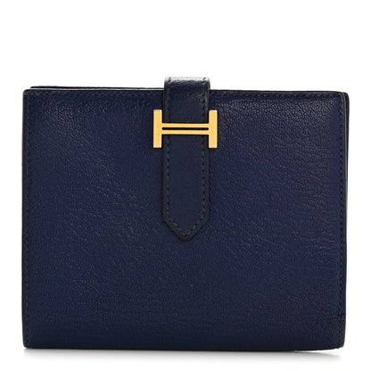 Hermes Chevre Mysore Bearn Compact Wallet Bleu Encre 1 of 12