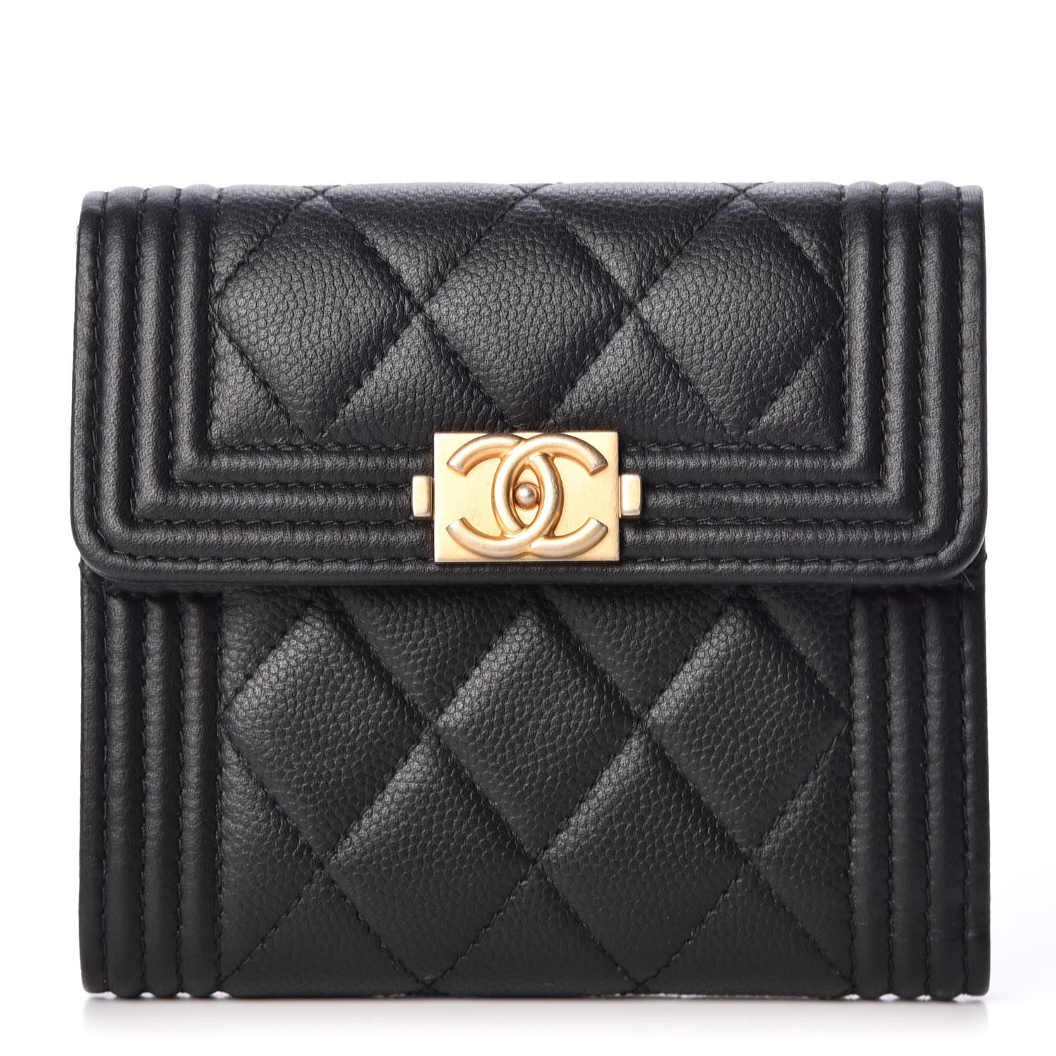 Chanel Caviar Quilted Compact Boy Wallet Black 1 of 9