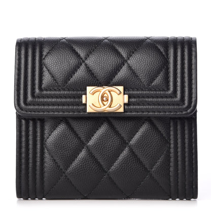 Chanel Caviar Quilted Compact Boy Wallet Black 1 of 9