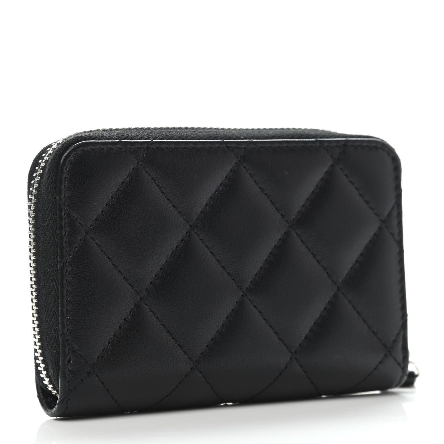 Chanel Lambskin Quilted Zip Coin Purse Black 2 of 4