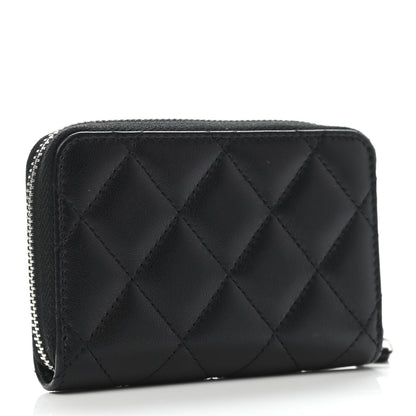 Chanel Lambskin Quilted Zip Coin Purse Black 2 of 4