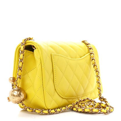 Chanel Lambskin Quilted Mini Rectangular Pearl Crush Flap Yellow 3 of 11