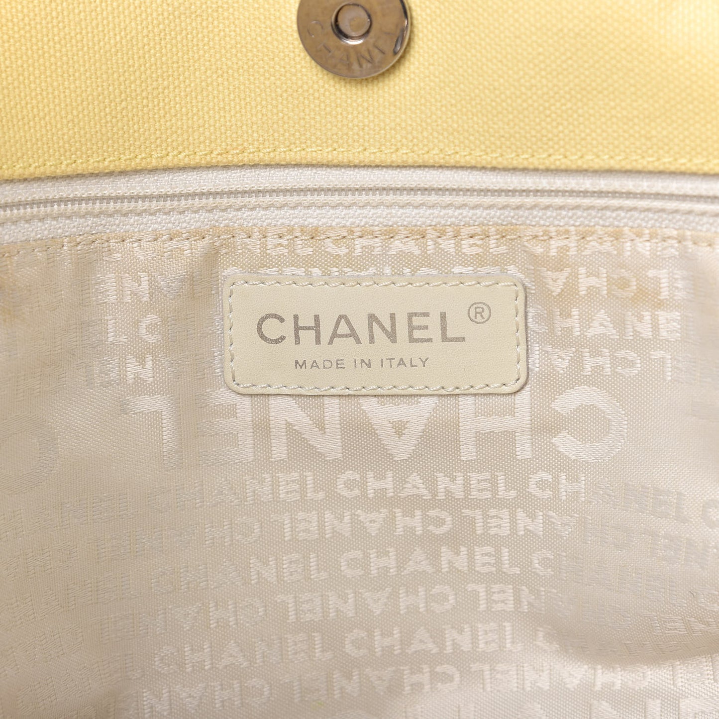 Canvas Stitched CC N°5 Shopping Tote Yellow