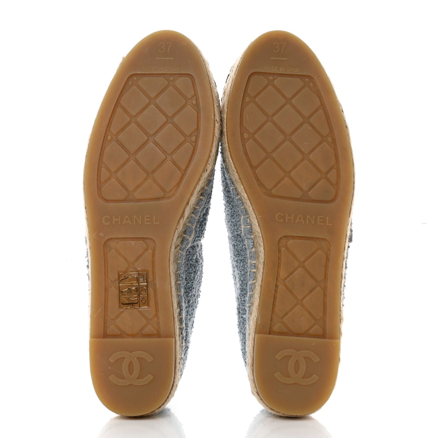 Fabric Grosgrain CC Espadrilles 37 Blue Light Gray Black