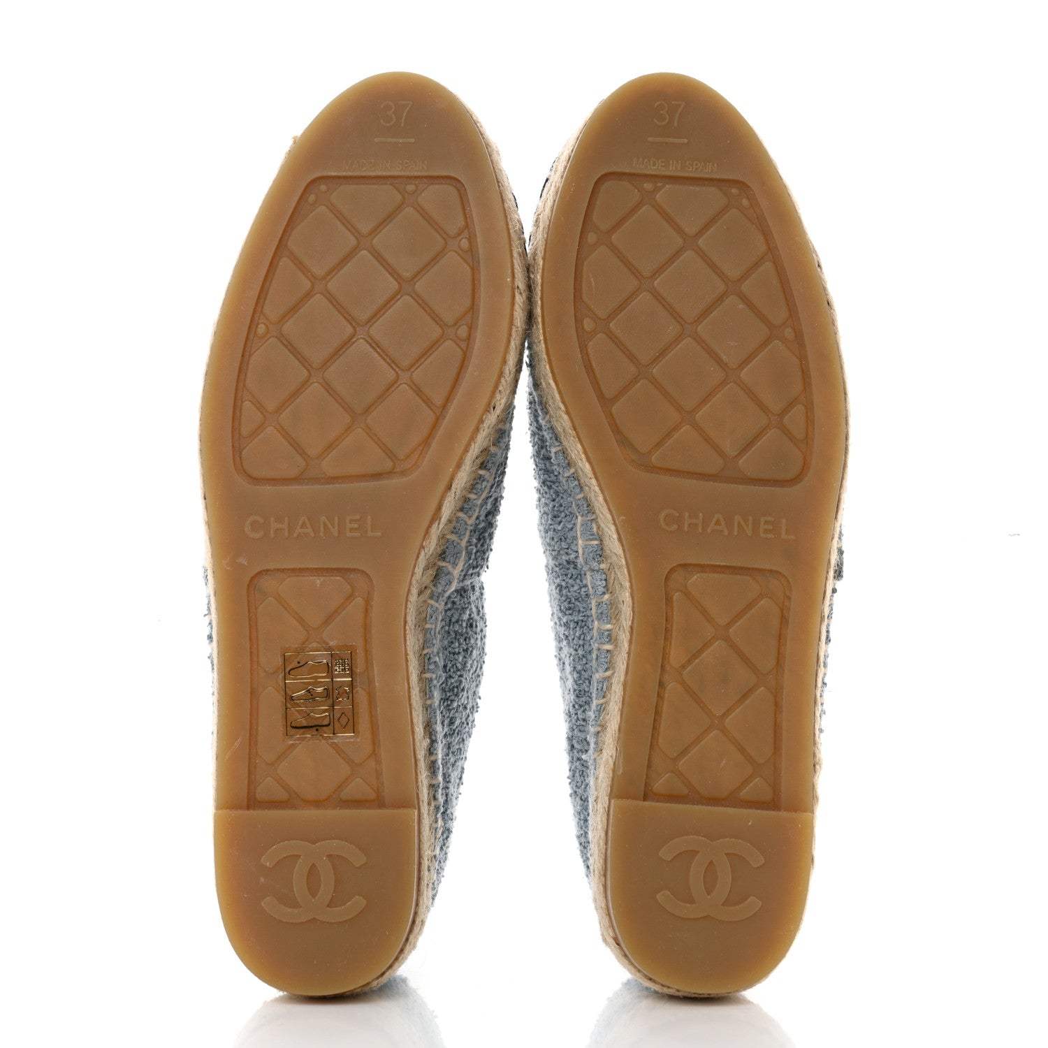 Chanel Fabric Grosgrain CC Espadrilles 37 Blue Light Gray Black 5 of 10
