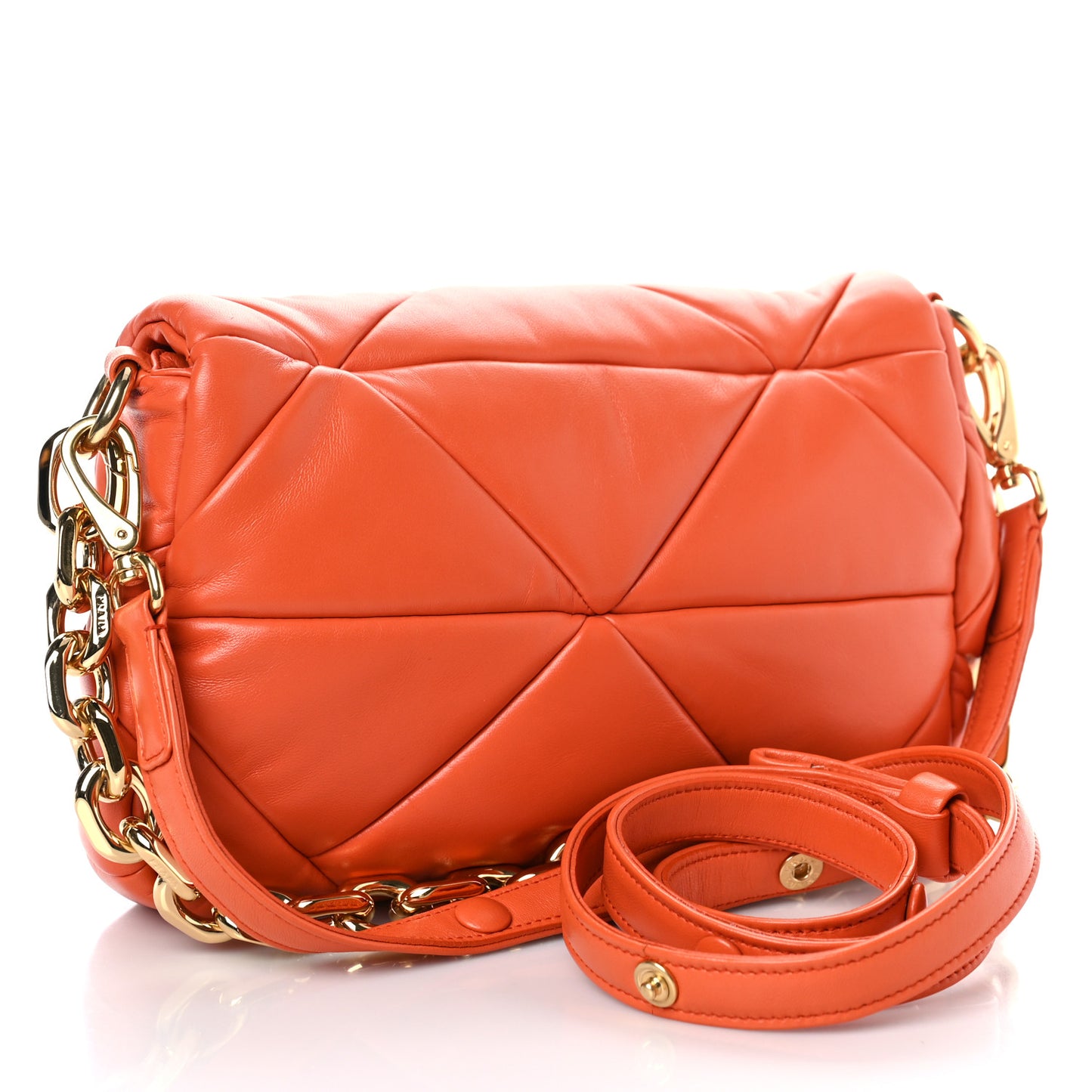 Nappa Triangle Quilted Medium Patchwork System Flap Bag Arancio