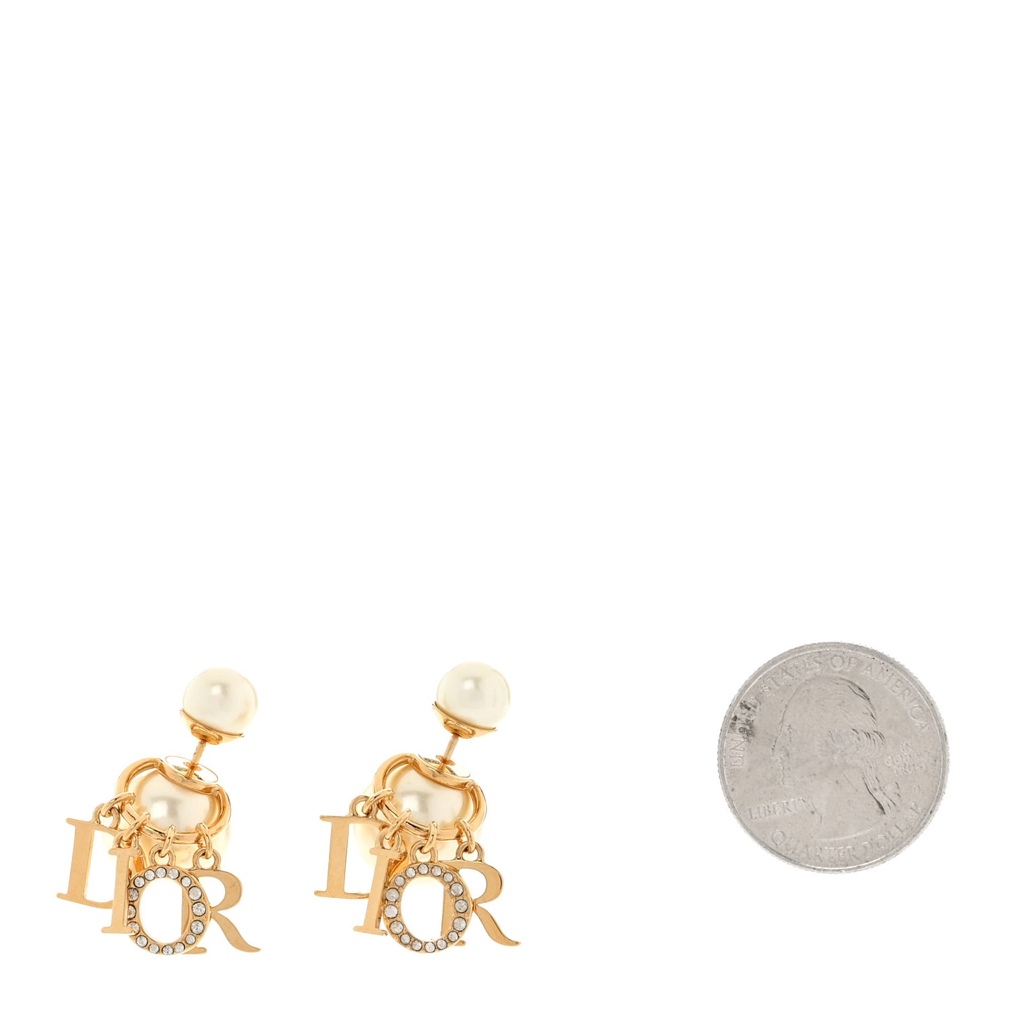 Pearl Crystal Tribal Logo Charms Earrings Gold