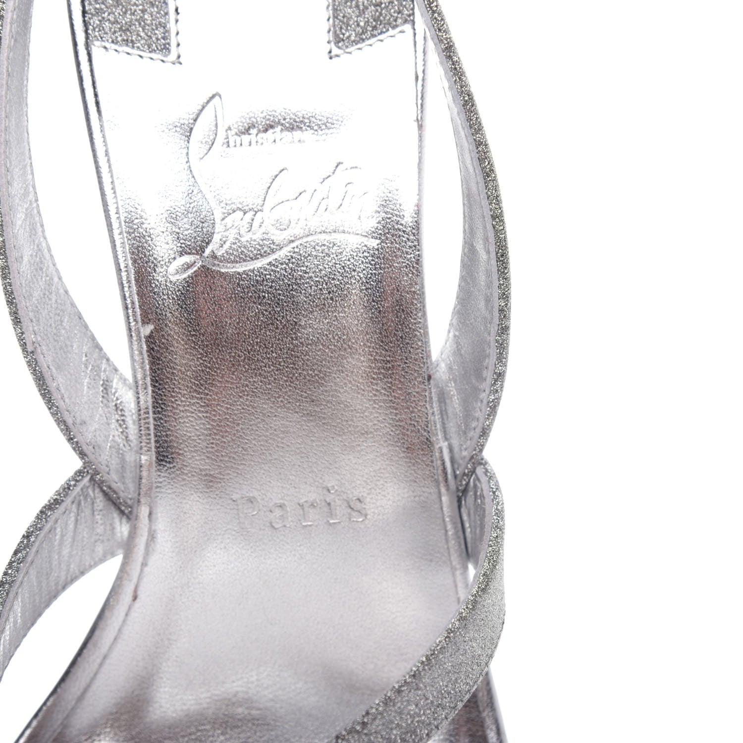Christian Louboutin Glitter Calfskin Taralita 85 Thong Sandals 39 Silver 8 of 10