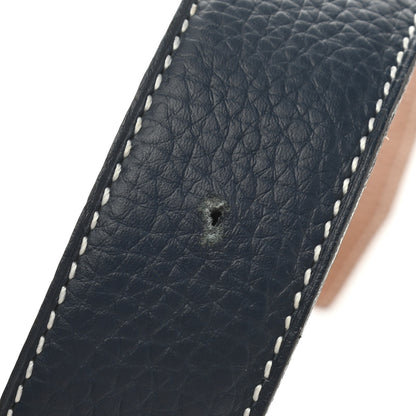 Hermes Togo 32mm H Belt 90 Bleu de Malte Gold 6 of 9