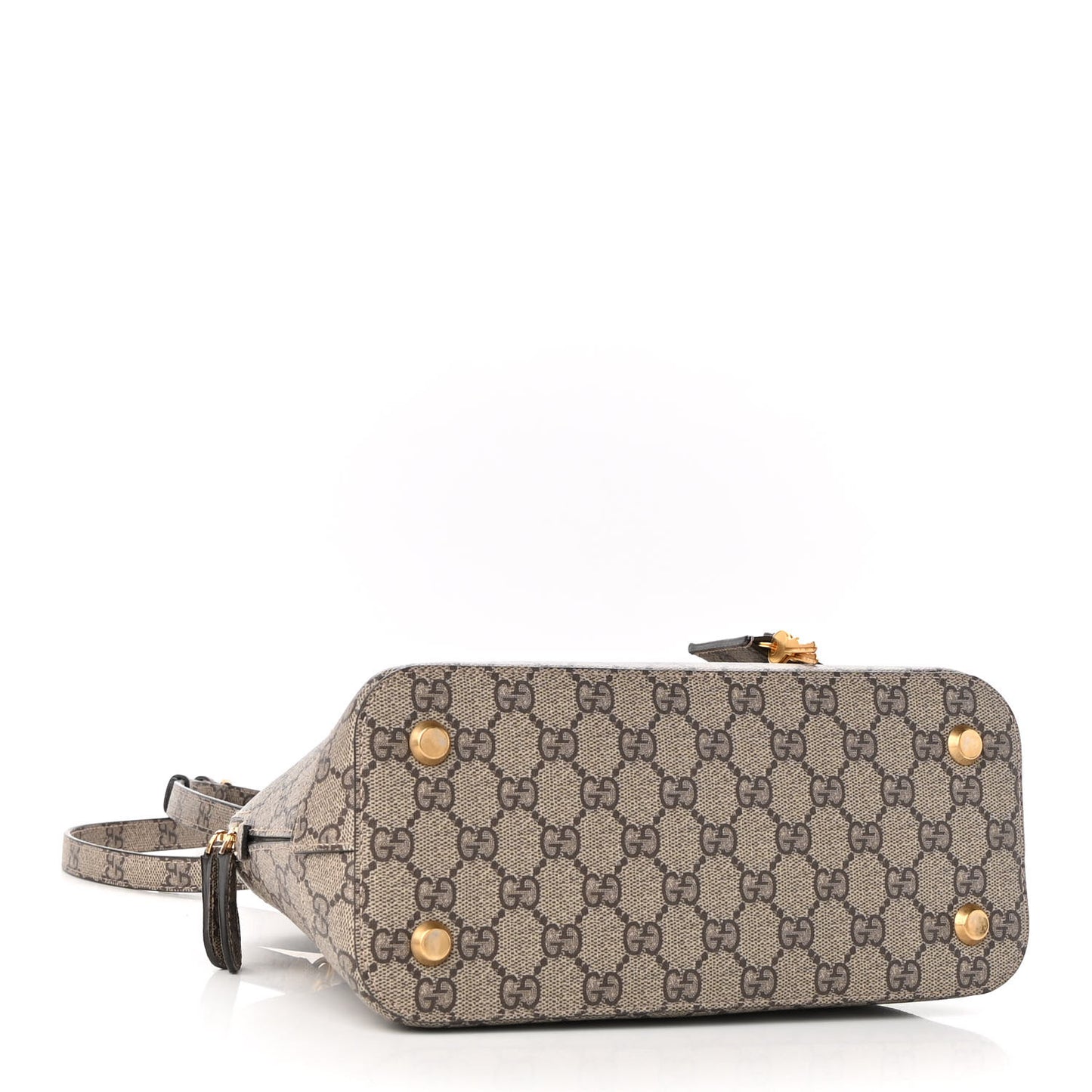 X GUCCI GG Supreme Monogram Small Ville Top Handle Beige Ebony