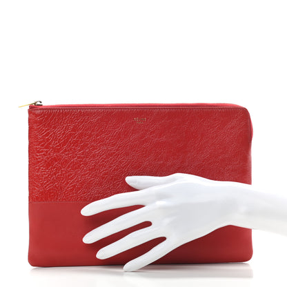 Celine Laminated Lambskin Solo Clutch Pouch Red 2 of 8