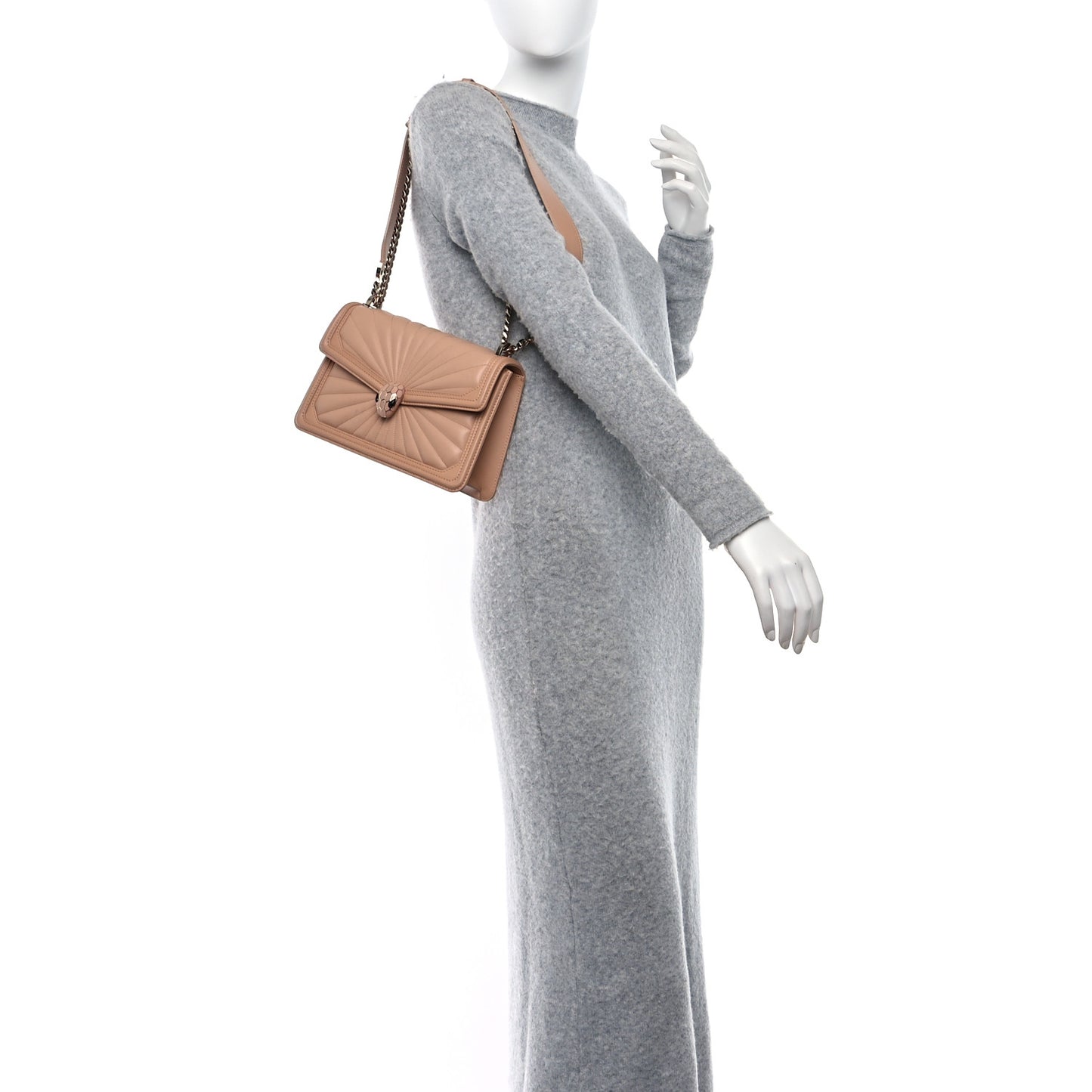 Quilted Nappa Smooth Calfskin Serpenti Forever Diamond Blast Sunshine Shoulder Bag Beige