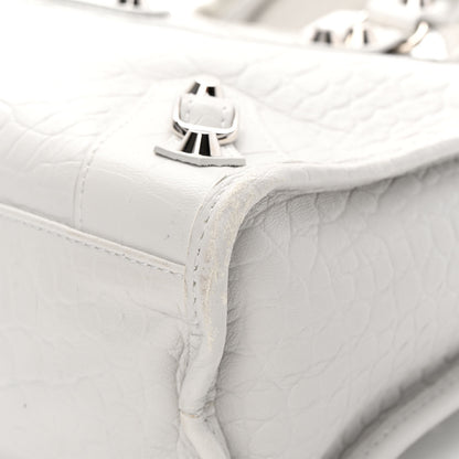 Balenciaga Matte Supple Lambskin Crocodile Embossed Classic Silver Hardware S City White 10 of 15