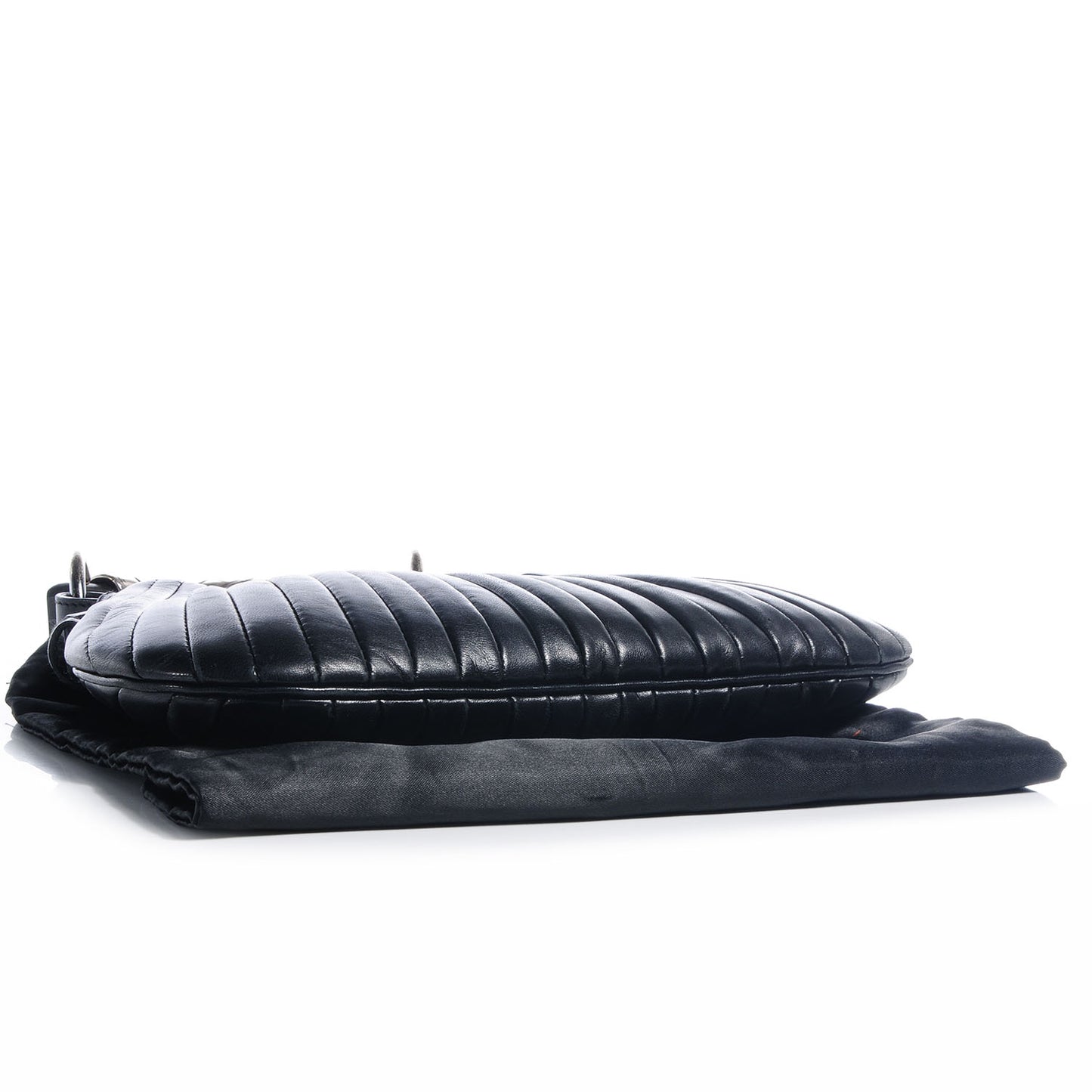 Pleated Lambskin Small Mombasa Horn Hobo Black