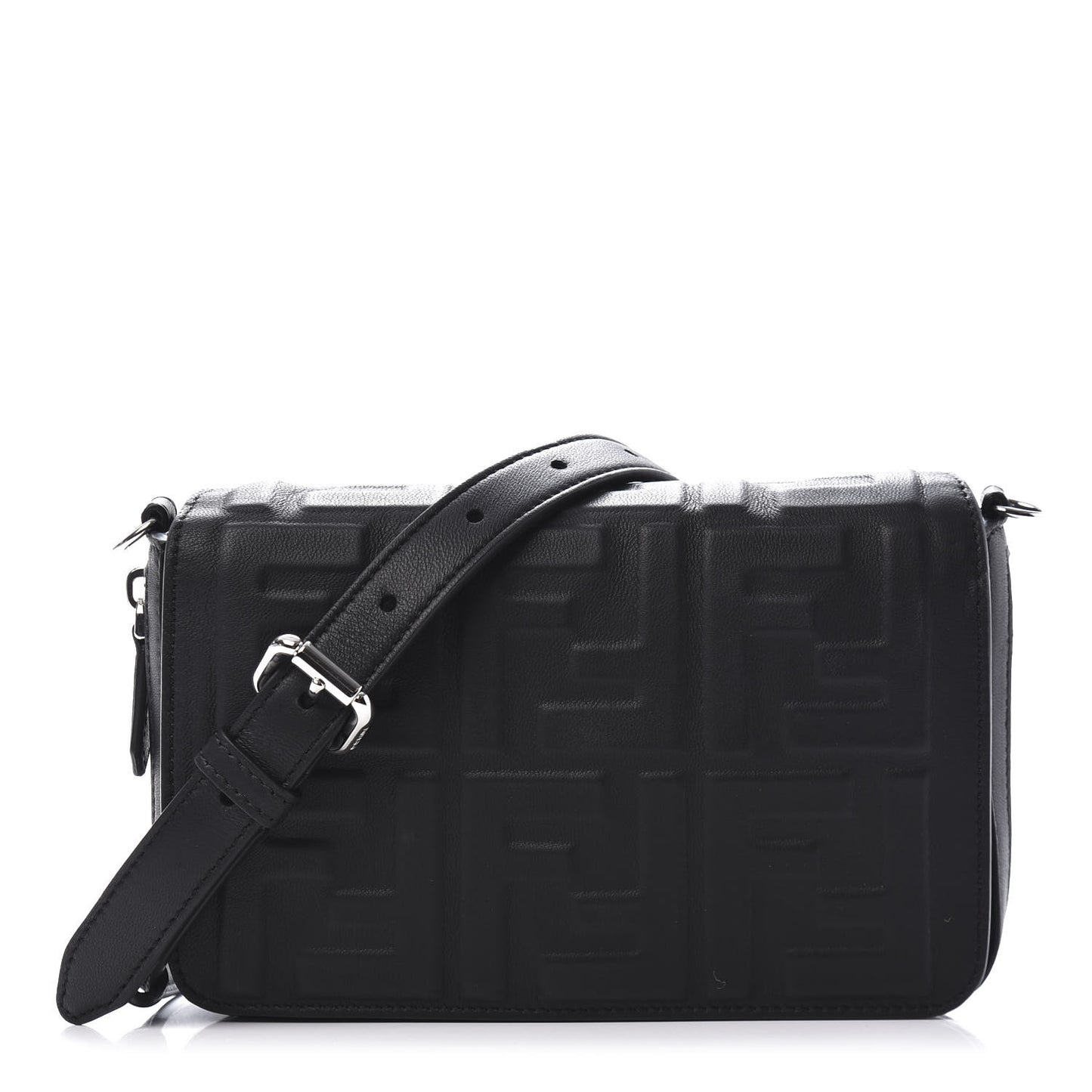 Nappa FF 1974 Embossed Mini Expandable Flap Bag Black