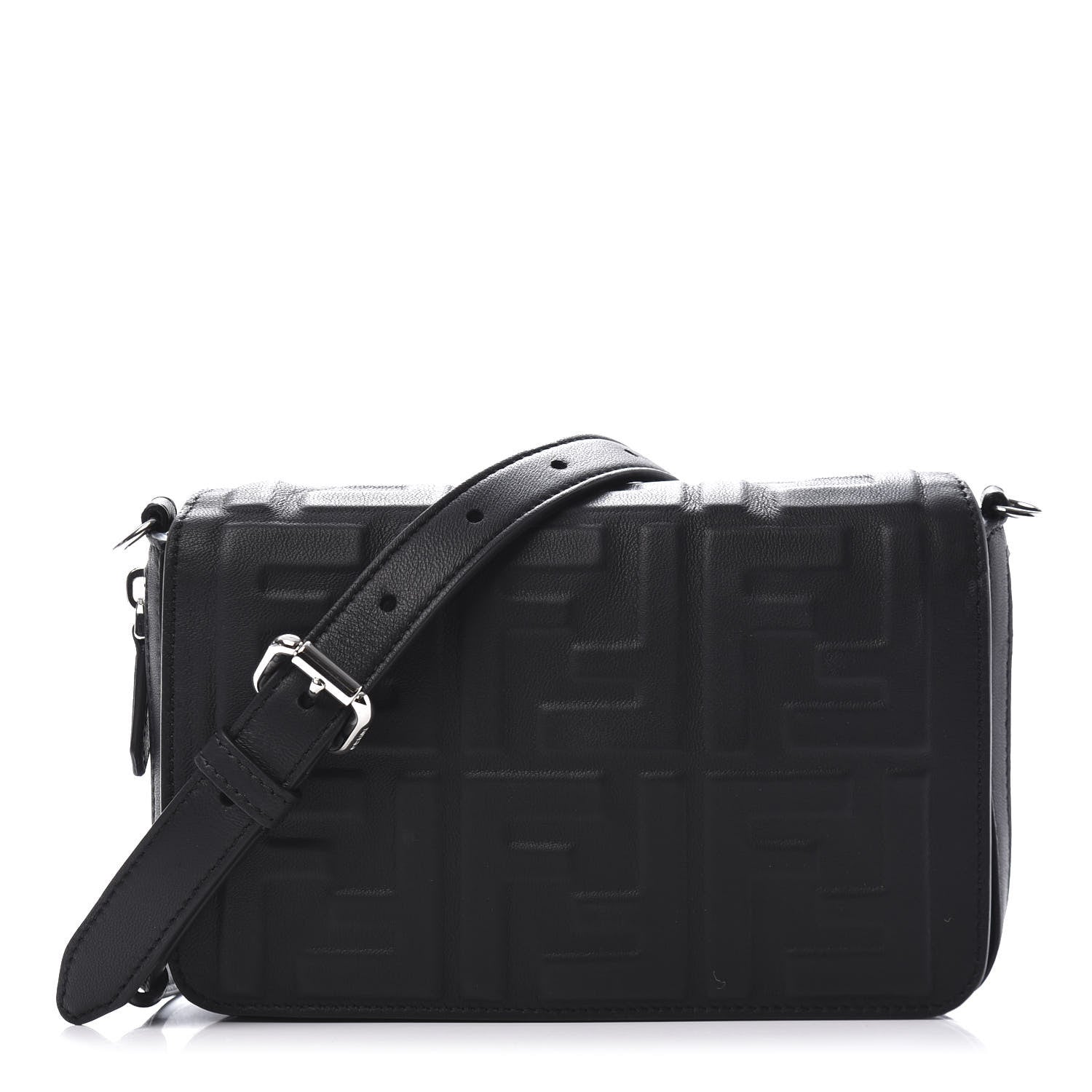 Fendi Nappa FF 1974 Embossed Mini Expandable Flap Bag Black 1 of 10