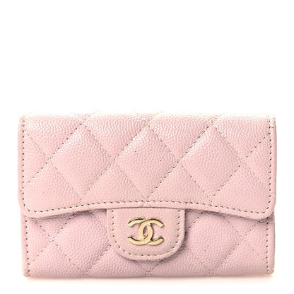 Chanel Caviar Quilted Flap Card Holder Wallet Light Pink 1 of 9