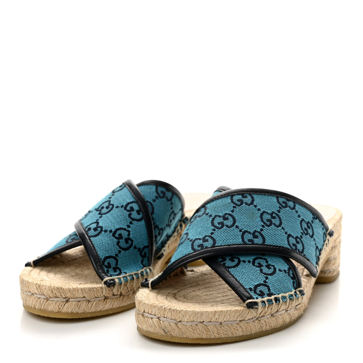 Monogram Multicolor Criss Cross Espadrille Sandals 37 Light Blue