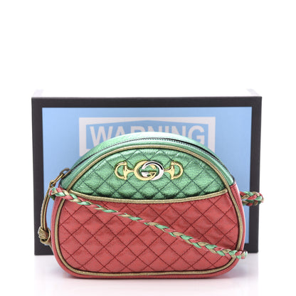 Gucci Laminated Nappa Trapuntata Mini Zumi Dome Shoulder Bag Rosso Jasmine Green Rame 11 of 11