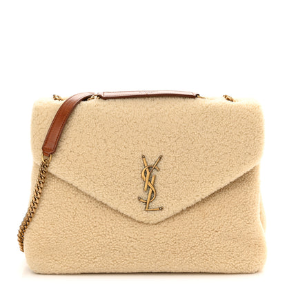 Saint Laurent Shearling Medium Loulou Shoulder Bag Natural 1 of 13