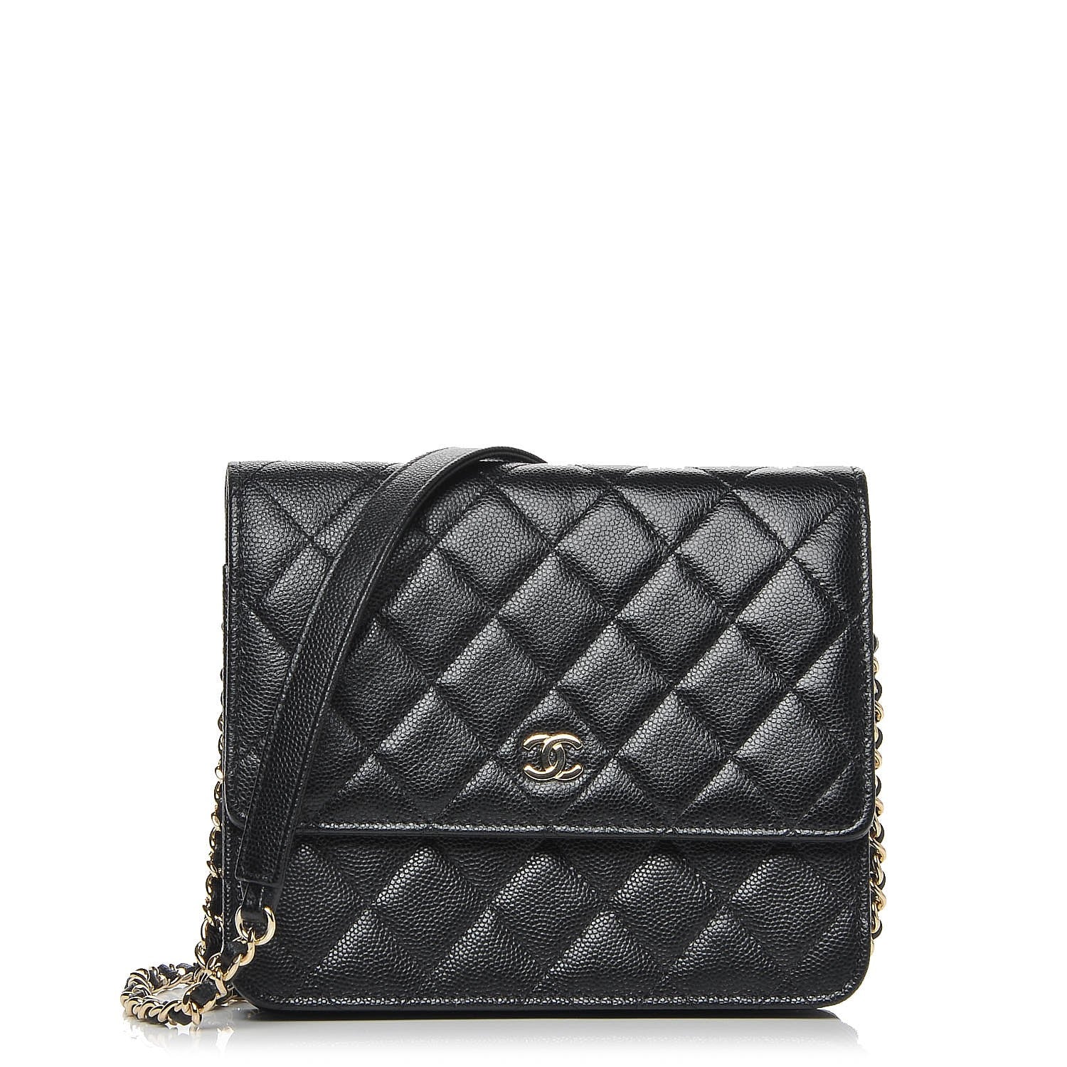 Chanel Caviar Quilted Square Wallet On Chain WOC Black 1 of 8