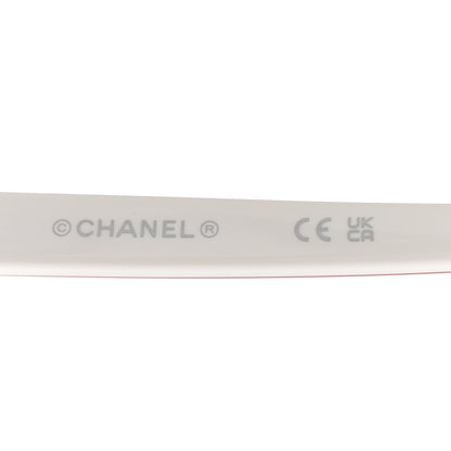 Chanel Acetate Shield Quilted Sunglasses 71655A White Red 6 of 7