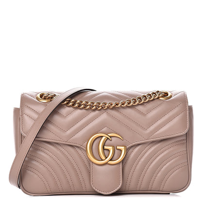 Gucci Calfskin Matelasse Small GG Marmont Shoulder Bag Porcelain Rose 1 of 13