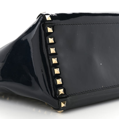 Valentino Garavani Patent Small Rockstud Double Handle Tote Marine 8 of 20