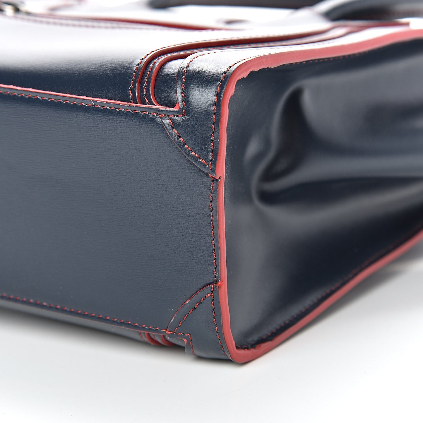 Satin Calfskin Nano Debossed Luggage Navy Blue
