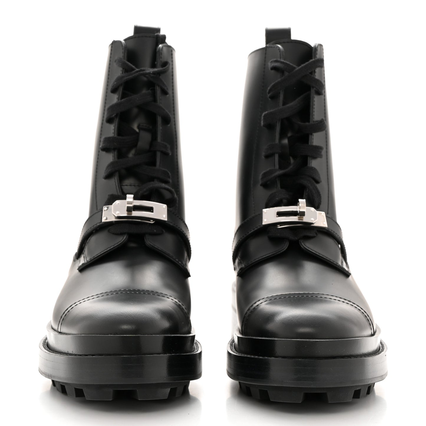 Glossed Calfskin Funk Ankle Boots 37.5 Black
