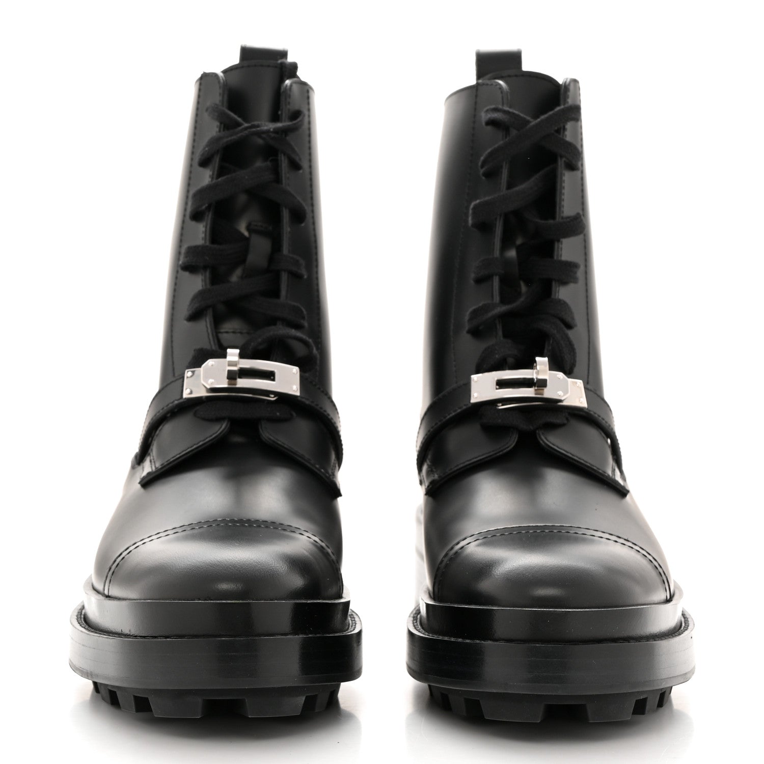 Hermes Glossed Calfskin Funk Ankle Boots 37.5 Black 2 of 9