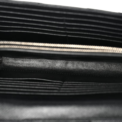 Saint Laurent Grain De Poudre Matelasse Chevron Monogram Chain Wallet  Black 5 of 12