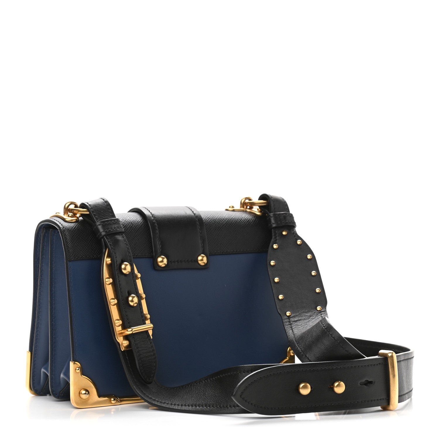 Prada City Calf Saffiano Cahier Bag Bluette Black 2 of 9
