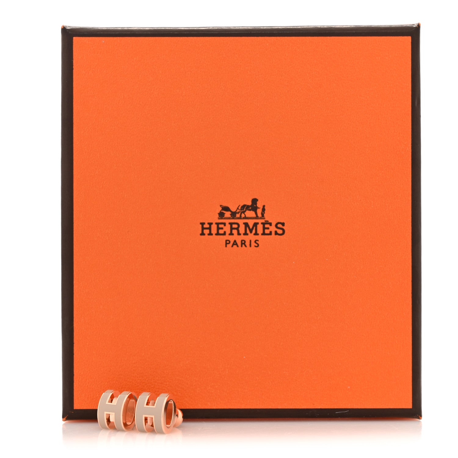 Hermes Rose Gold Lacquered Mini Pop H Earrings Marron Glace 5 of 5