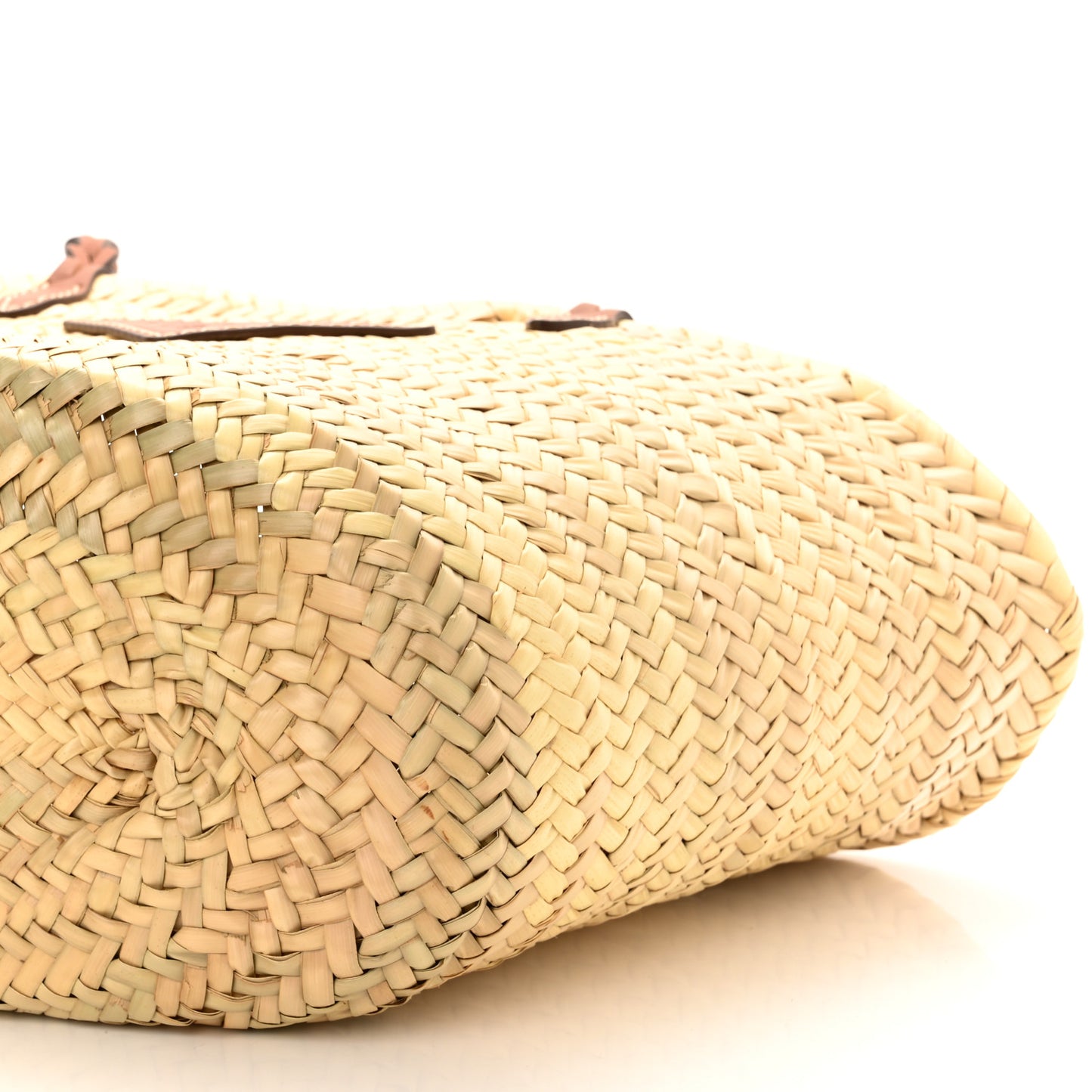 Palmitto Vitello Woven Braided Large Basket Tote Bag Naturale Cognac