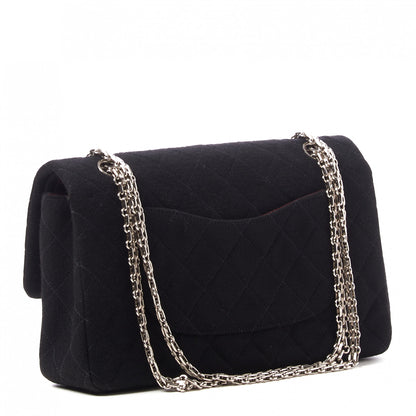 Chanel Jersey Quilted Medium Double Flap Black 2 of 9