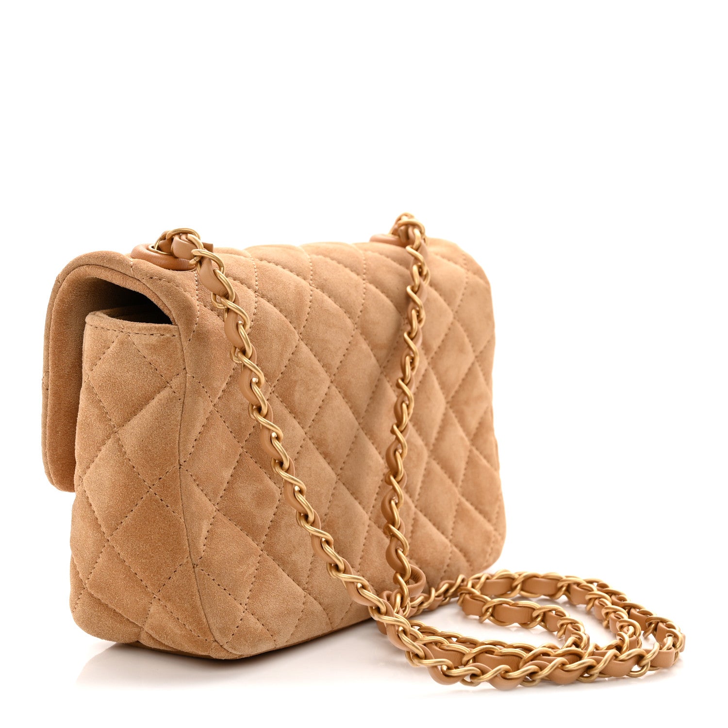 Chanel Suede Quilted Mini Flap Dark Beige 3 of 11