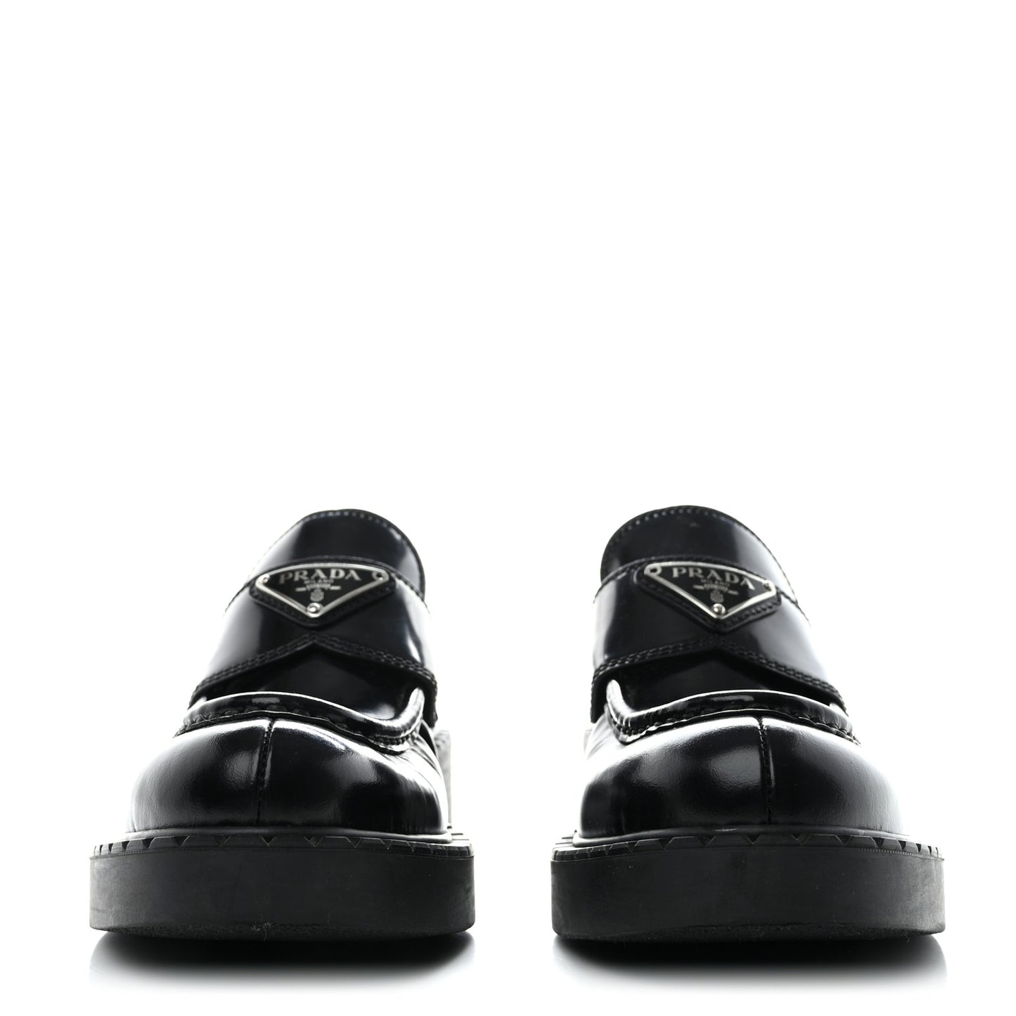 Spazzolato Metal Triangle Logo 50mm Loafers 35 Black