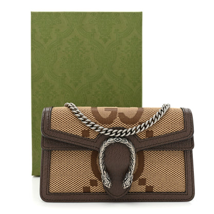 Gucci Monogram Jumbo GG Textured Dollar Calfskin Super Mini Dionysus Shoulder Bag Camel Ebony New Acero 10 of 10
