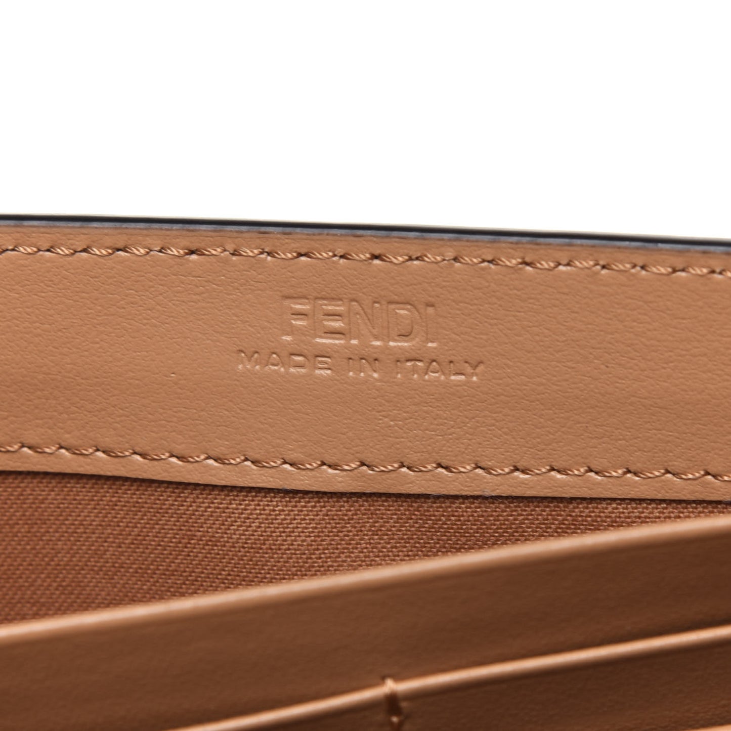 Vitello Termolagoon F is Fendi FF 1974 Embossed Continental Envelope Wallet On Chain Miele Scuro