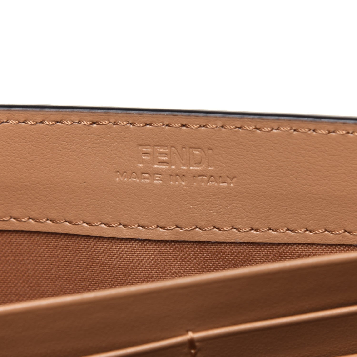 Fendi Vitello Termolagoon F is Fendi FF 1974 Embossed Continental Envelope Wallet On Chain Miele Scuro 6 of 16