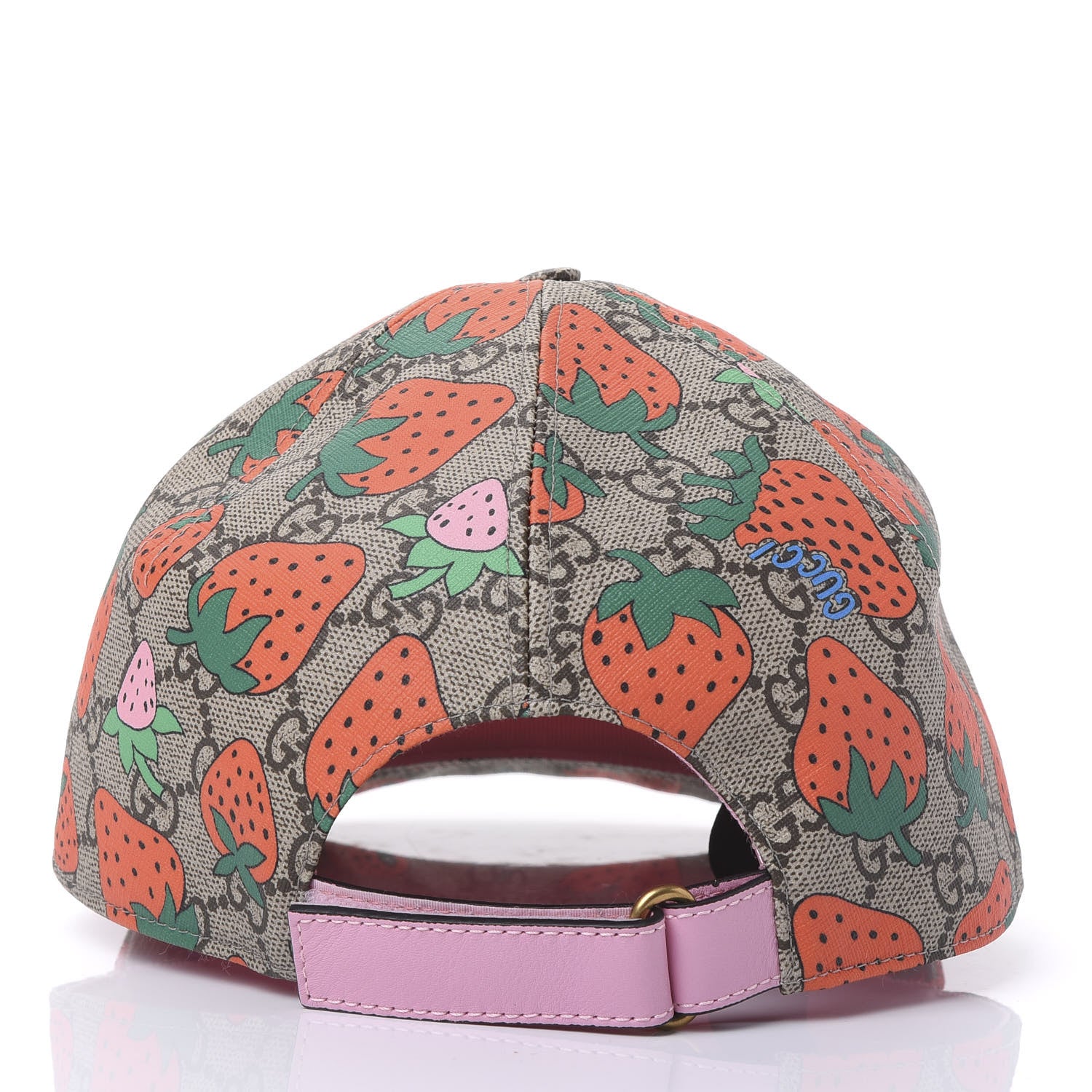 Gucci GG Supreme Monogram Strawberry Baseball Hat M Beige Multicolor 4 of 7
