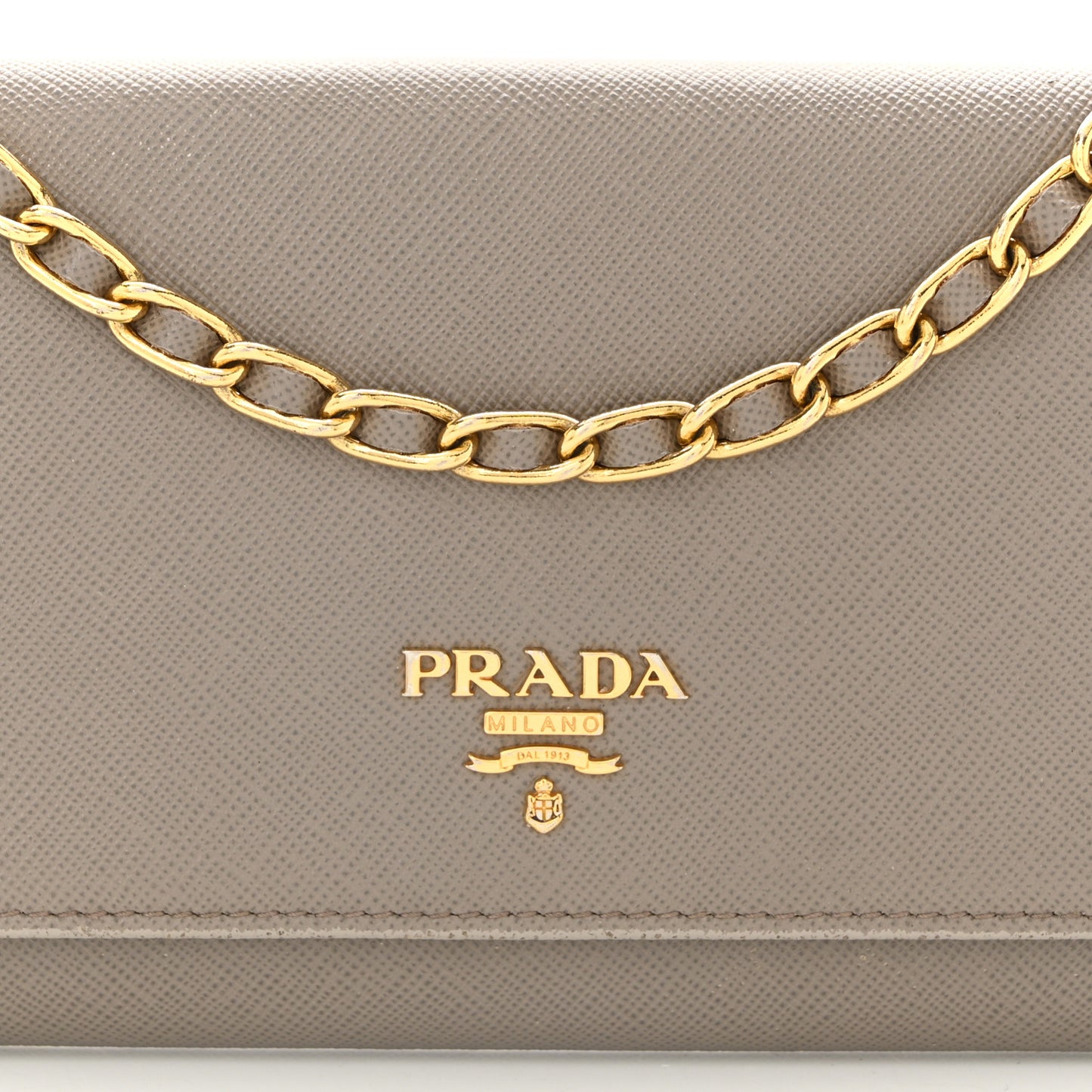 Saffiano Metal Oro Chain Wallet Argilla