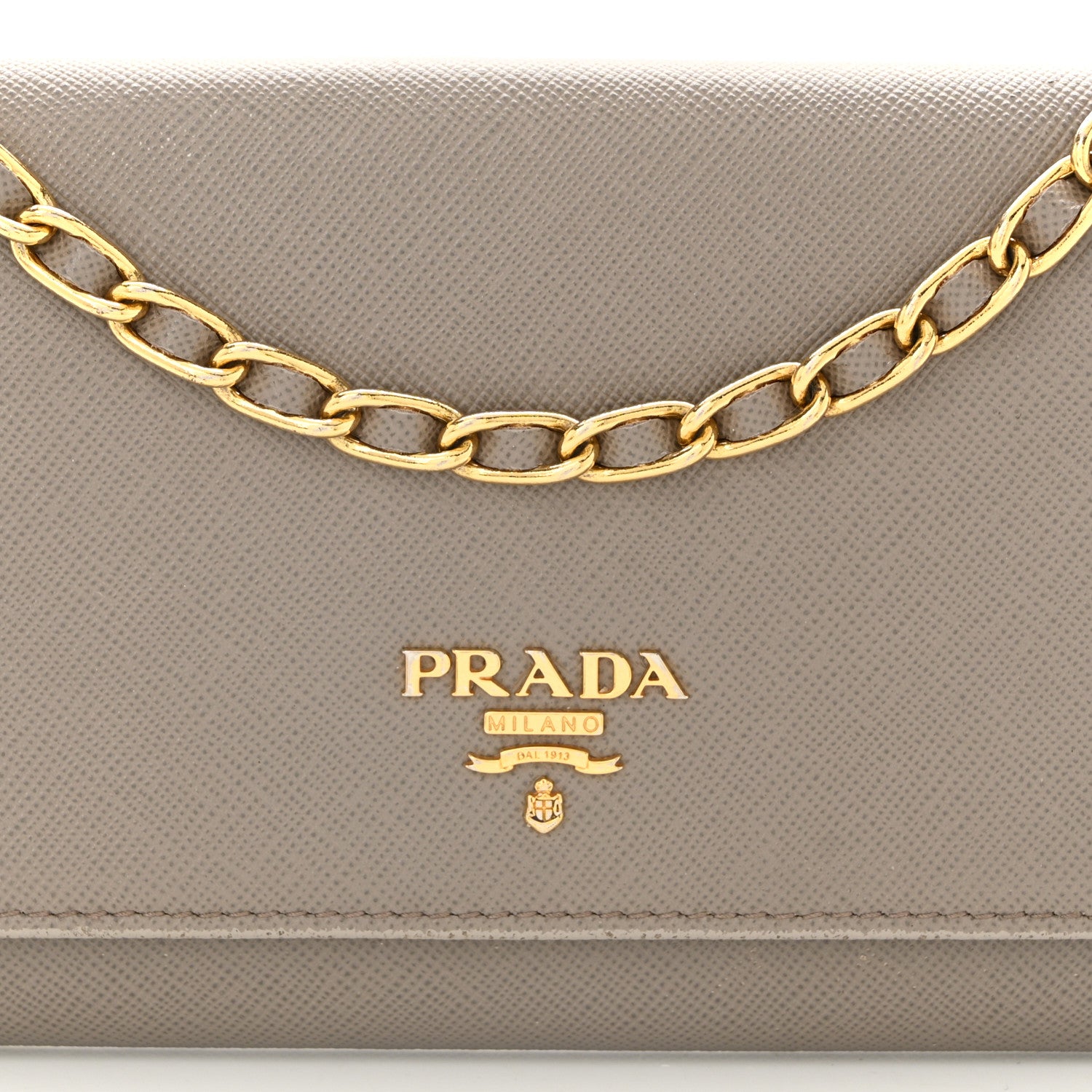 Prada Saffiano Metal Oro Chain Wallet Argilla 7 of 11