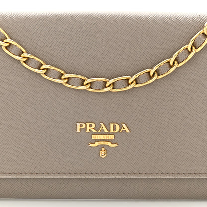 Prada Saffiano Metal Oro Chain Wallet Argilla 7 of 11