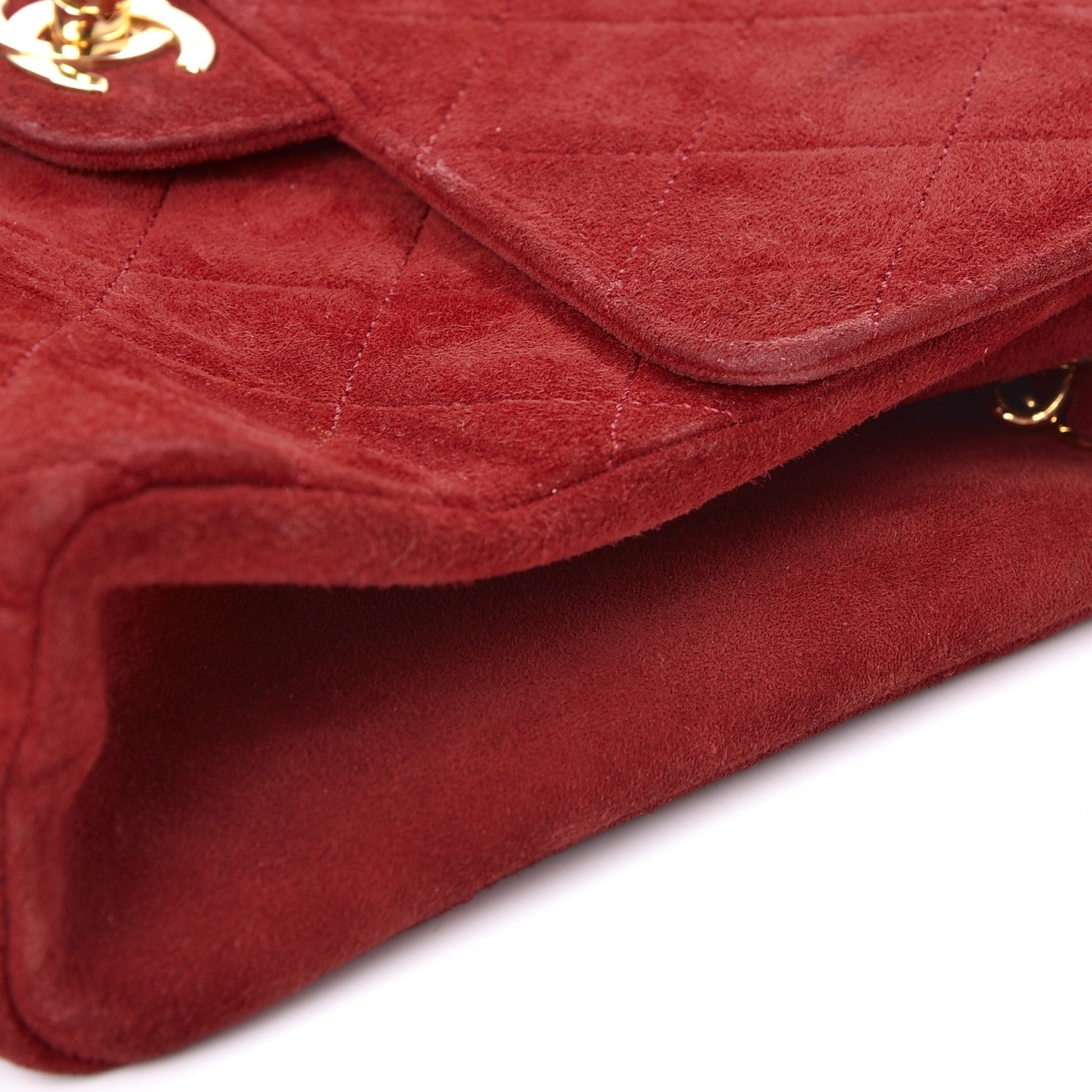Chanel Suede Quilted Mini Square Flap Red 11 of 11